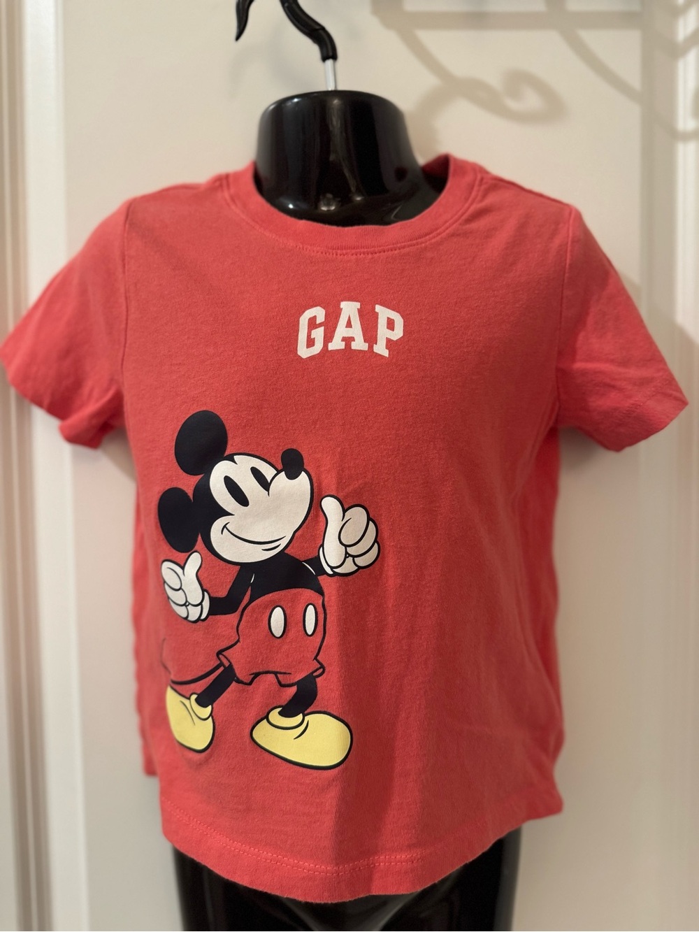 GAP Coral Red Mickey Mouse Short Sleeve Tee